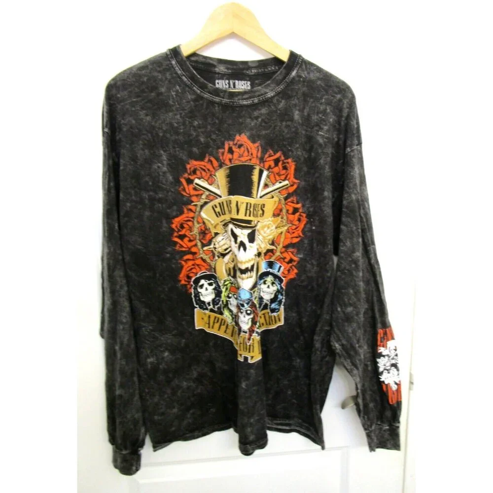 Guns N' Roses Long Sleeve Men Large Graphic Gray T-Shirt - 100% Cotton - NWOT - Picture 1 of 13